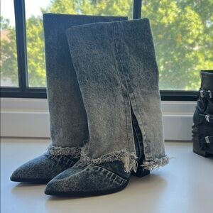 Steve Madden Gray Denim Heeled Boots